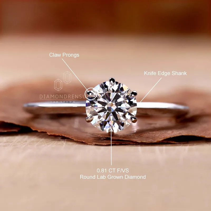 Round Lab Created Diamond Solitaire Engagement Ring for Women vy 9