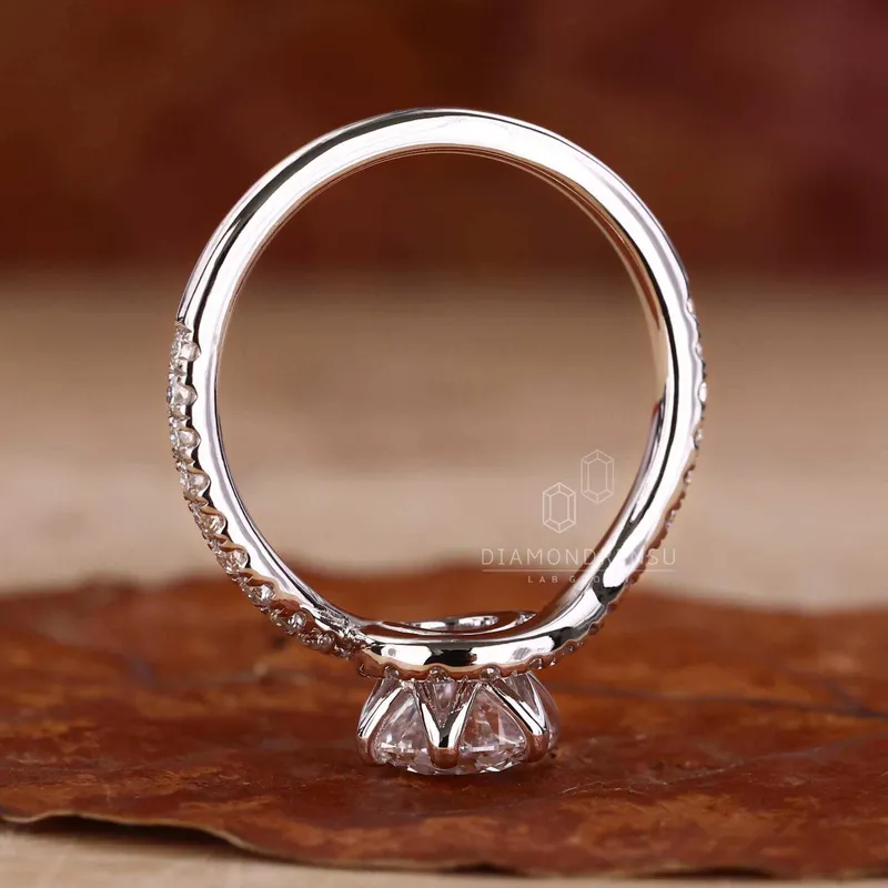 Round Lab Grown Diamond Bypass Halo Engagement Ring view 6