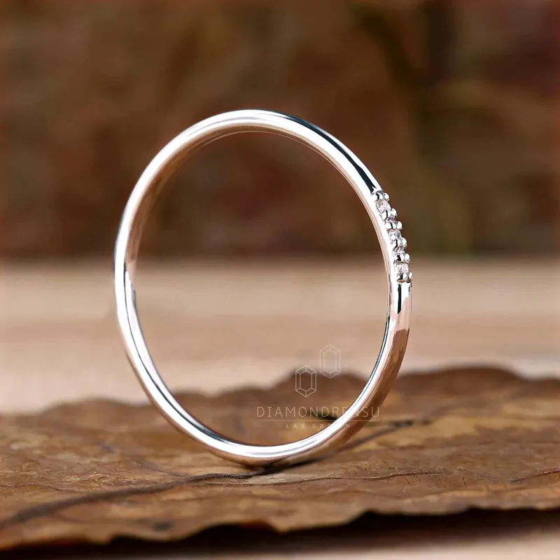 Round Lab Grown Diamond Dainty Wedding Band vy 3