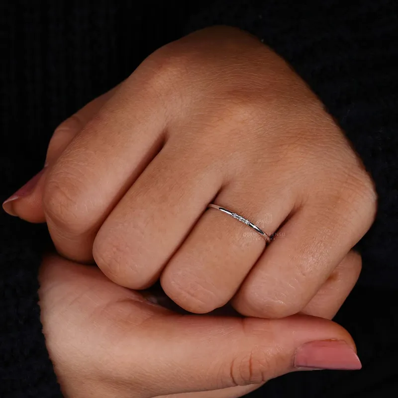 Round Lab Grown Diamond Dainty Wedding Band vy 7