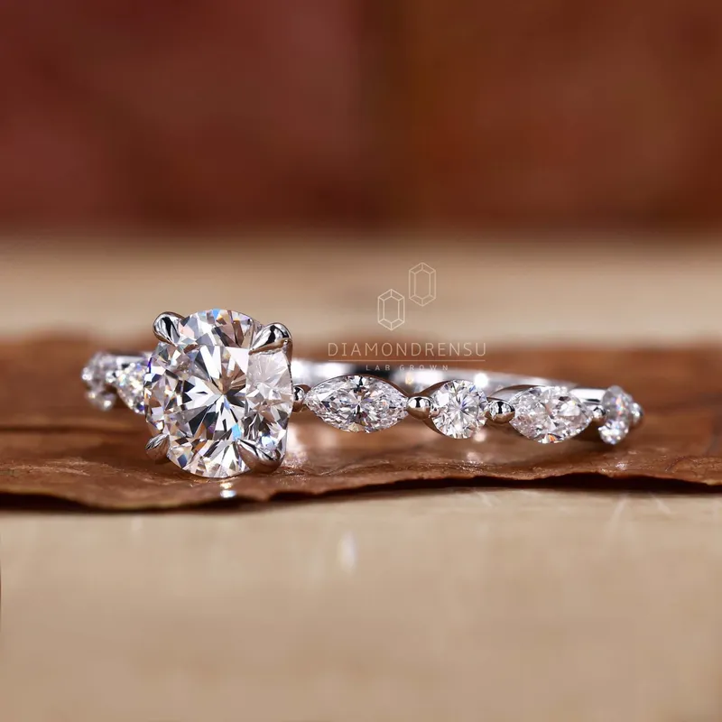 Round Lab Grown Diamond Engagement Ring For Women view 4