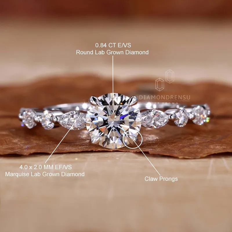 Round Lab Grown Diamond Engagement Ring For Women view 9
