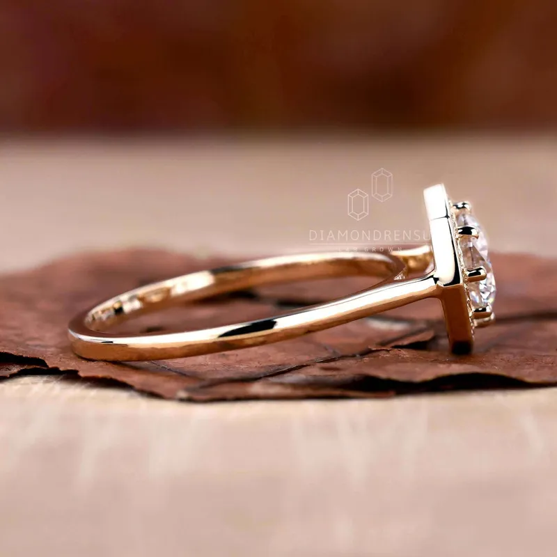 Round Lab Grown Diamond Octagonal Halo Engagement Ring view 4