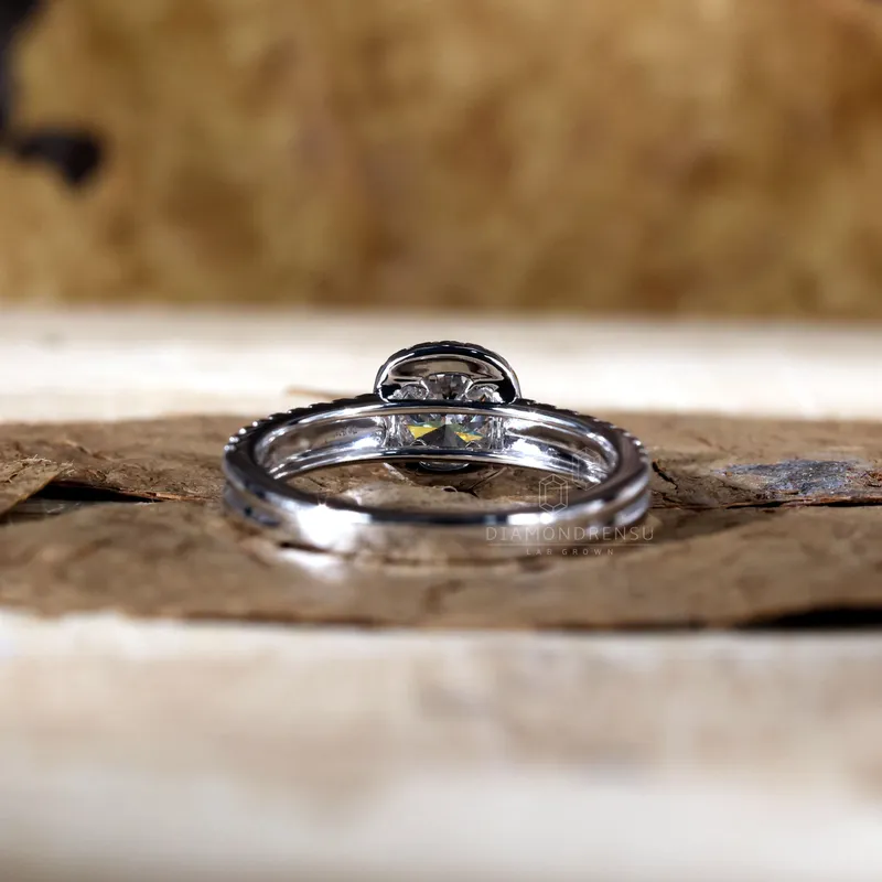 Round Lab Grown Diamond Ring, Halo Engagement Ring for Women view 5