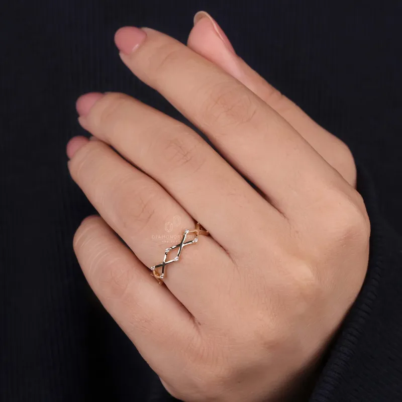 Round Lab Grown Diamond Wedding Band, Unique Designer Matching Band vy 3