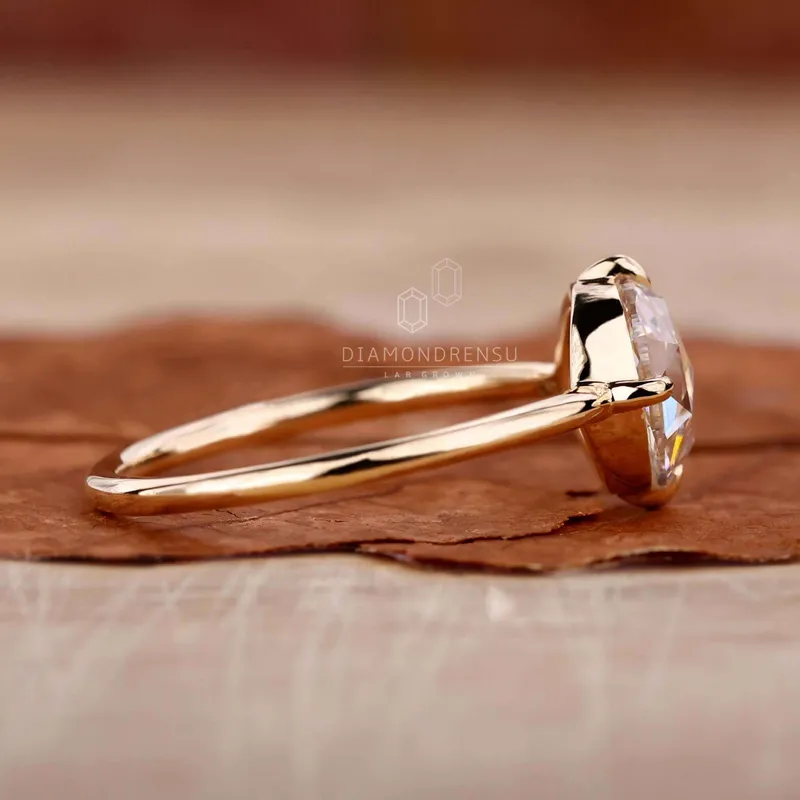Round Rose Cut Lab Grown Diamond Solitaire Engagement Ring vy 2