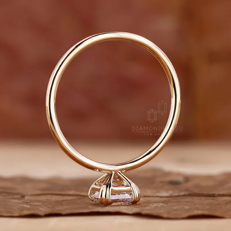 Solitaire Engagement Ring, Asscher Cut Lab Grown Diamond Ring view 3