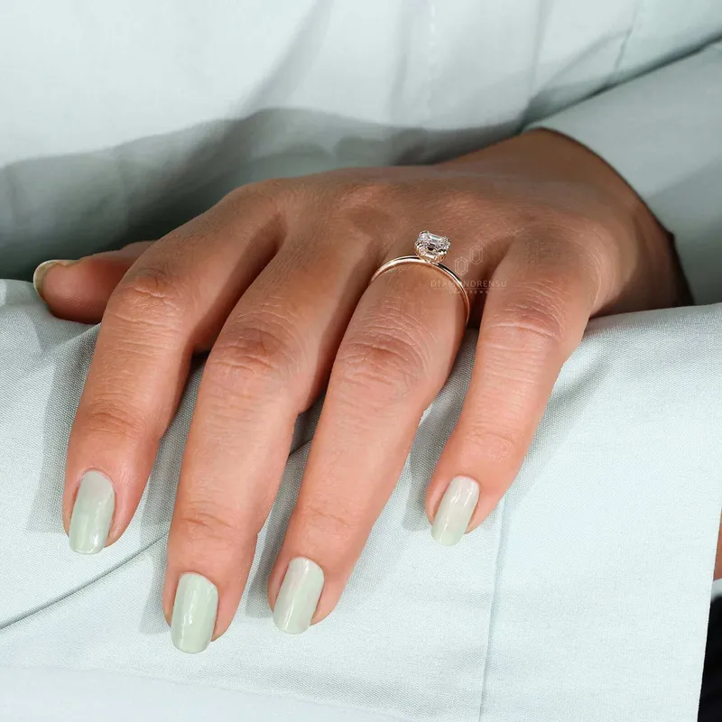 Solitaire Engagement Ring, Asscher Cut Lab Grown Diamond Ring view 4