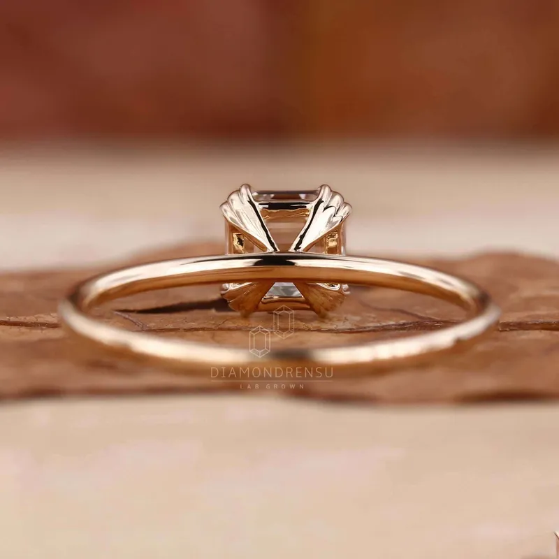 Solitaire Engagement Ring, Asscher Cut Lab Grown Diamond Ring view 2