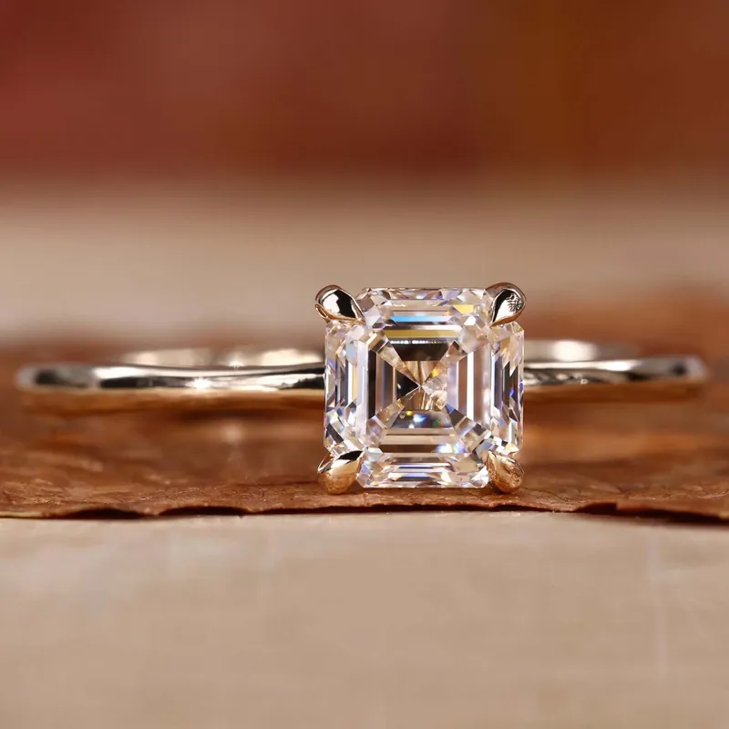 Solitaire Engagement Ring, Asscher Cut Lab Grown Diamond Ring engagement ring