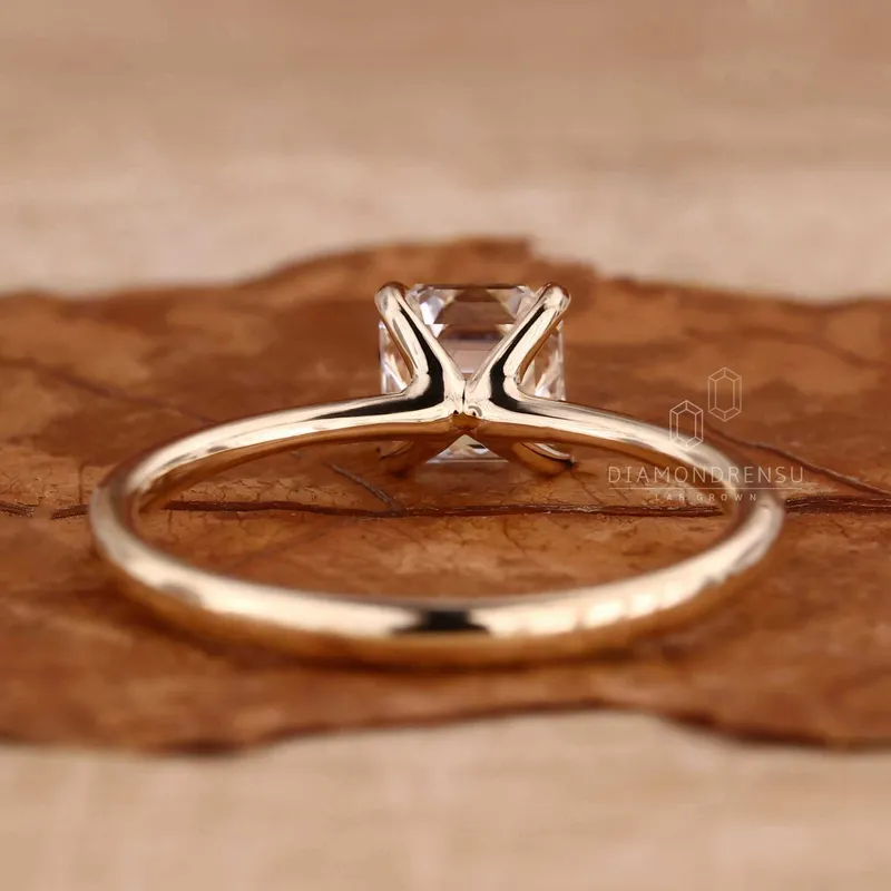 Solitaire Engagement Ring, Asscher Cut Lab Grown Diamond Ring vy 6