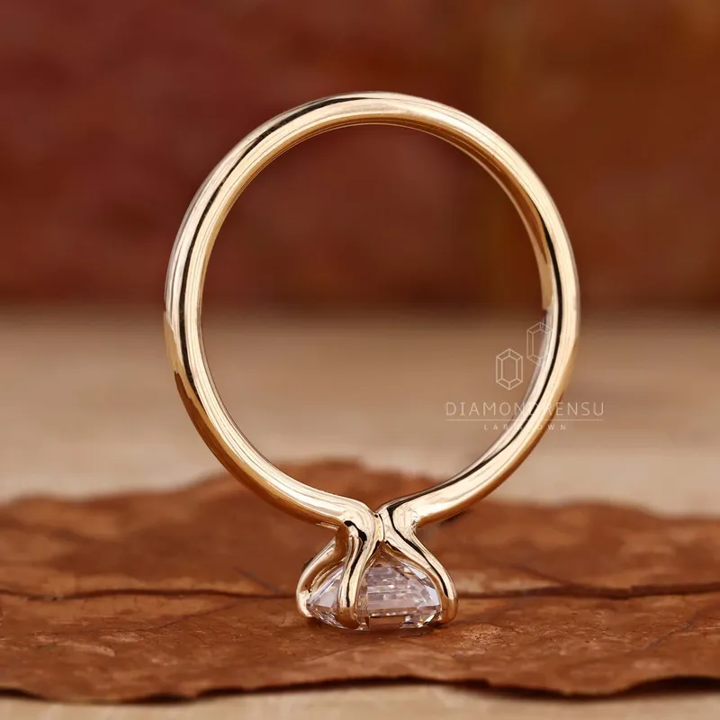 Solitaire Engagement Ring, Asscher Cut Lab Grown Diamond Ring vy 3