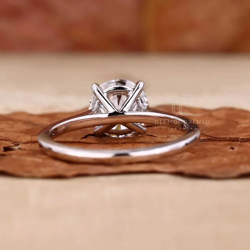 Solitaire Engagement Ring, Round Cut Lab Created Diamond Ring vy 3
