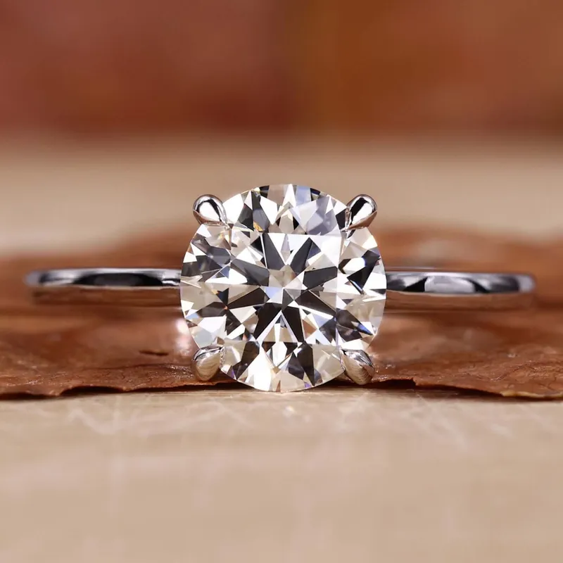 Solitaire Engagement Ring, Round Cut Lab Created Diamond Ring round cut engagement ring