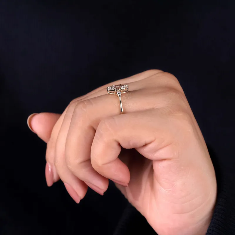 Three Stone Engagement Ring, 1 CT Marquise Cut Lab Grown Diamond Ring vy 7