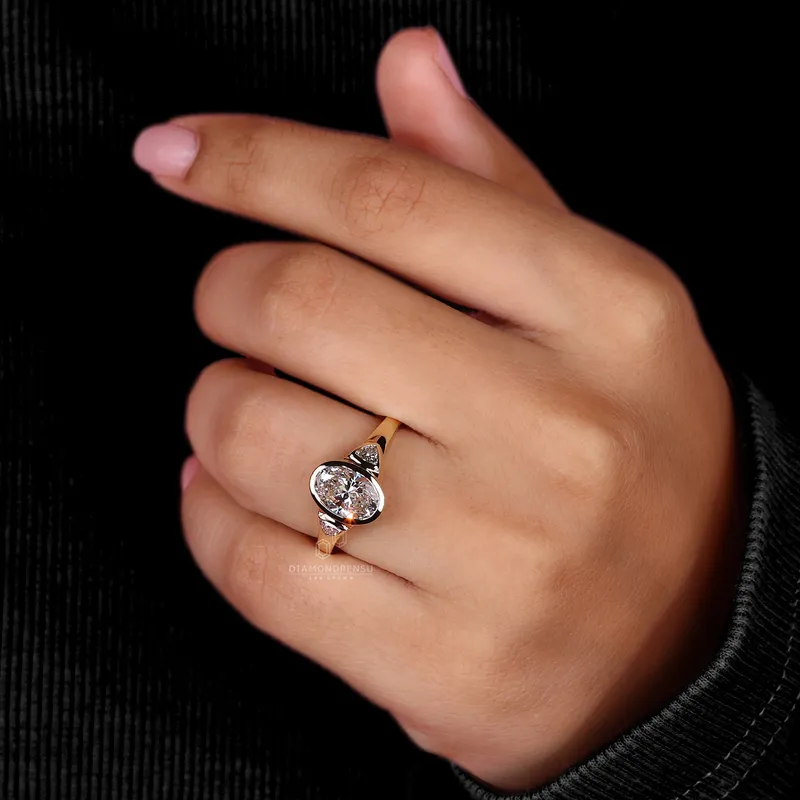 Three Stone Oval Engagement Ring Modern Beauty view 9