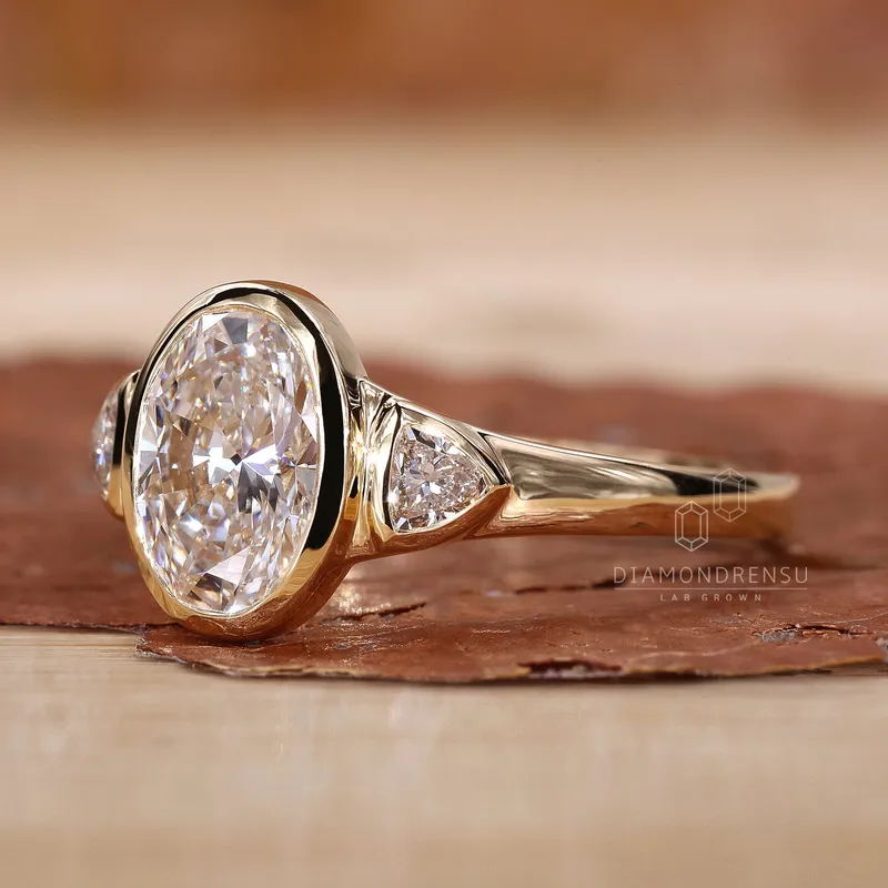 Three Stone Oval Engagement Ring Modern Beauty view 2