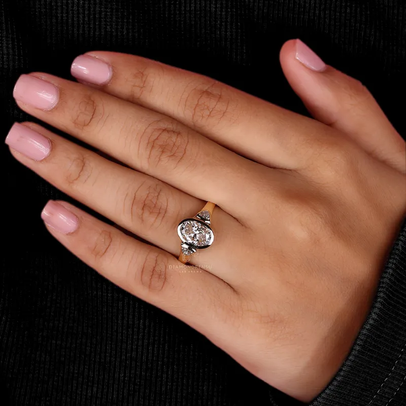 Three Stone Oval Engagement Ring Modern Beauty view 6
