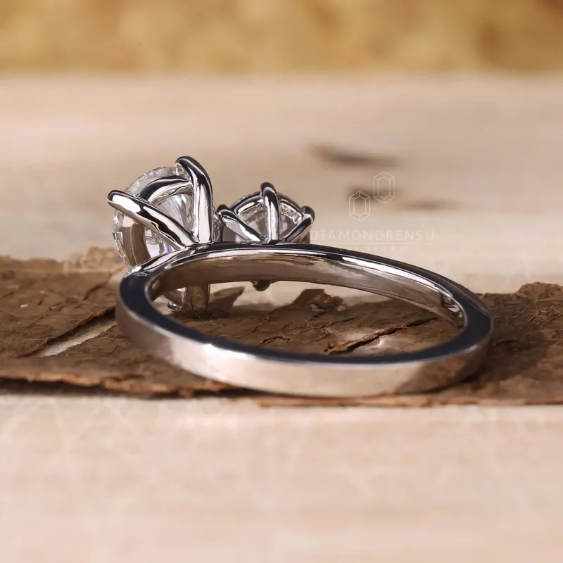 Toi Et Moi Ring, 1.59 TW Pear and Round Cut Lab Grown Diamond Engagement Ring view 5