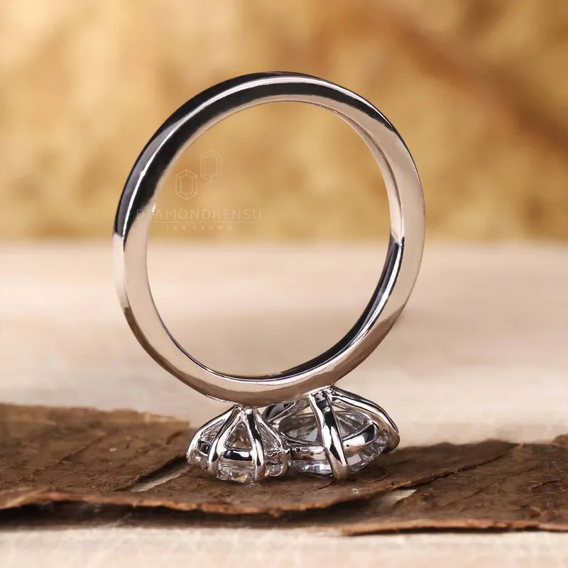 Toi Et Moi Ring, 1.59 TW Pear and Round Cut Lab Grown Diamond Engagement Ring view 3