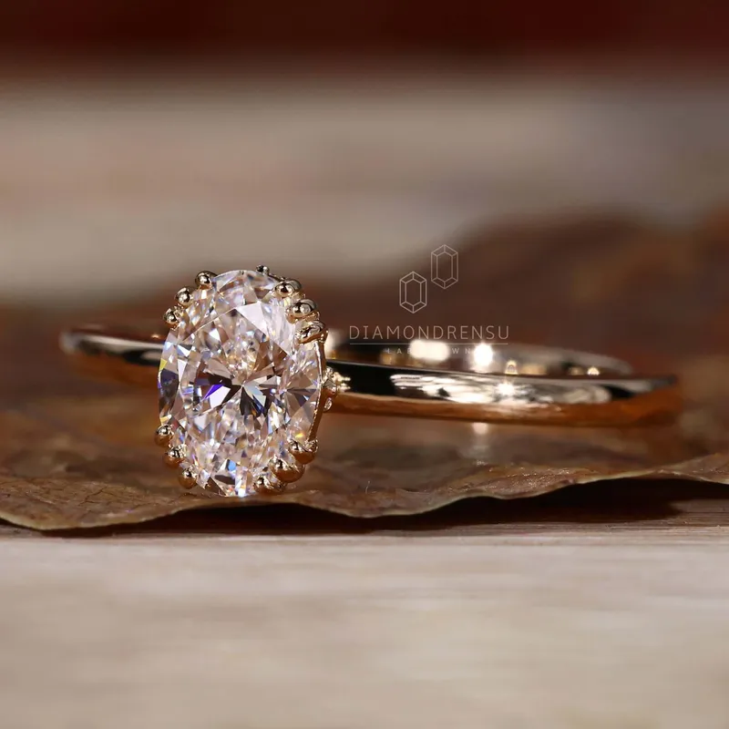 Triple Prong Set 0.72 CT Oval Cut Lab Grown Diamond Solitaire Engagement Ring view 5