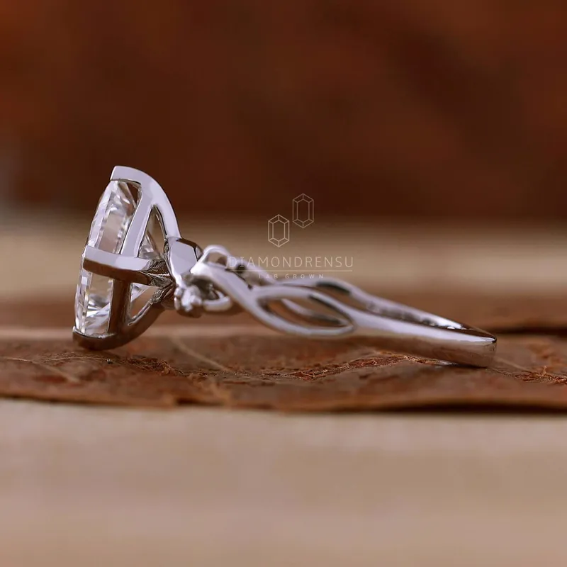 Unique Twisted Shank Ring, 2.01 CT Princess Cut Lab Grown Diamond Engagement Ring view 6