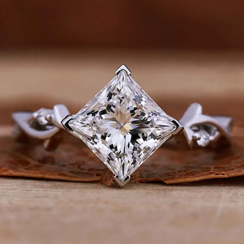 Unique Twisted Shank Ring, 2.01 CT Princess Cut Lab Grown Diamond Engagement Ring engagement ring