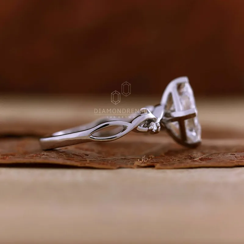 Unique Twisted Shank Ring, 2.01 CT Princess Cut Lab Grown Diamond Engagement Ring view 2