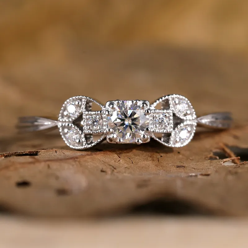 Vintage Engagement Ring, 0.32 TCW Round Brilliant Cut Lab Created Diamond Ring, Anniversary Gift Ring for Her round cut engagement ring