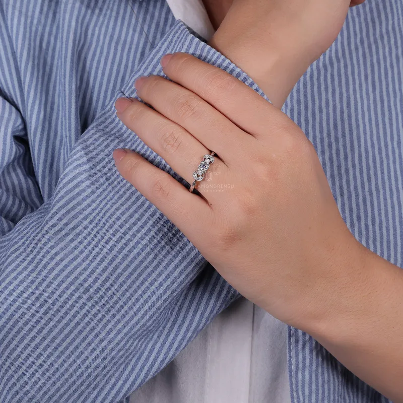 Vintage Engagement Ring, 0.32 TCW Round Brilliant Cut Lab Created Diamond Ring, Anniversary Gift Ring for Her view 8
