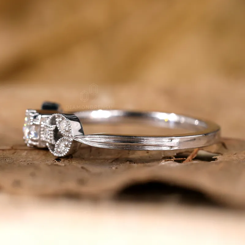 Vintage Engagement Ring, 0.32 TCW Round Brilliant Cut Lab Created Diamond Ring, Anniversary Gift Ring for Her view 4