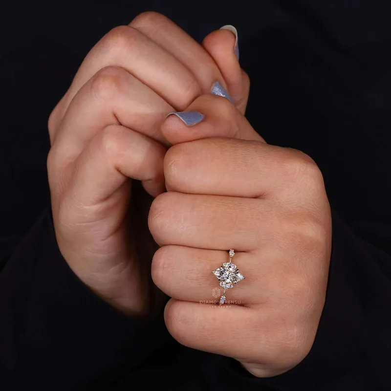 Vintage Engagement Ring, Marquise Cut Lab Grown Diamond Ring vy 8