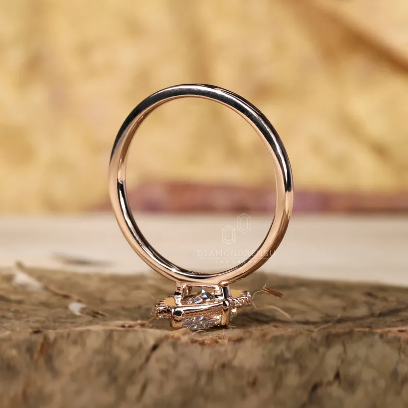 Vintage Inspired Halo Engagement Ring, 1.03 CT Marquise Cut E/VS Lab Diamond Ring, Milgrain Setting Ring view 6