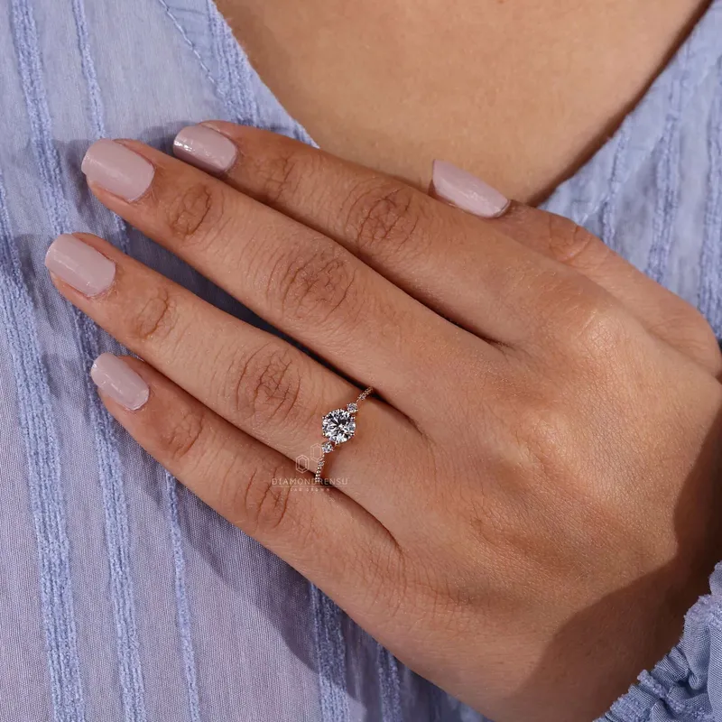 Vintage Style Round Lab Created Diamond Engagement Ring For Women view 2