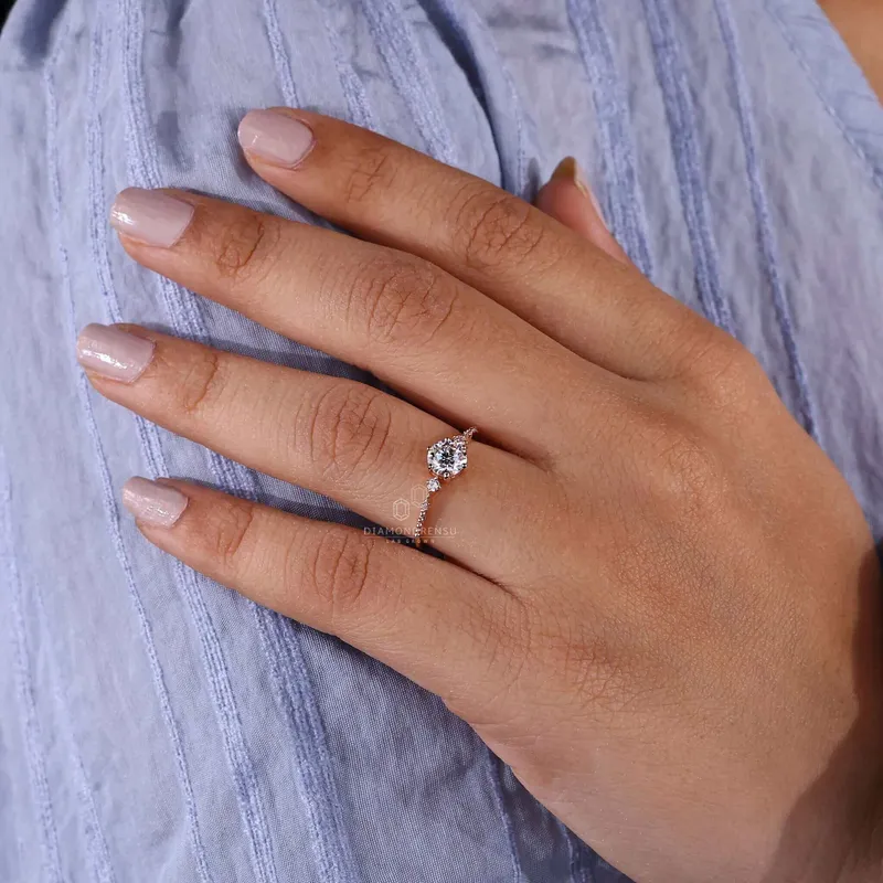 Vintage Style Round Lab Created Diamond Engagement Ring For Women view 7