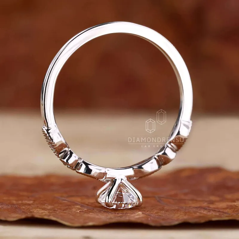 Vintage Style Round Lab Created Diamond Pave Engagement Ring view 6