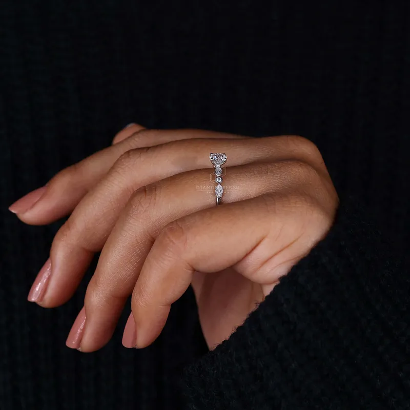 Vintage Style Round Lab Created Diamond Pave Engagement Ring view 7