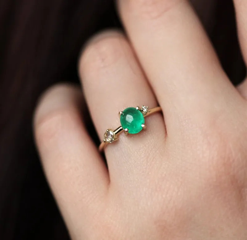 DIANA OVAL EMERALD DIAMOND RING view 6