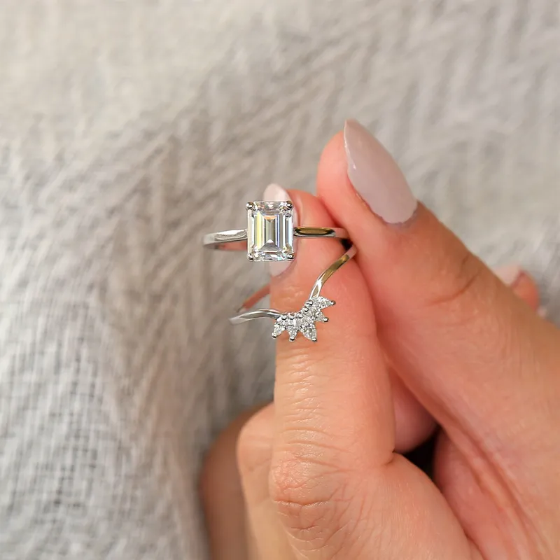 1.75ct Dina 8x6mm 14kt Moissanite Minimalist Emerald Cut Solitaire Ring emerald emerald cut engagement ring