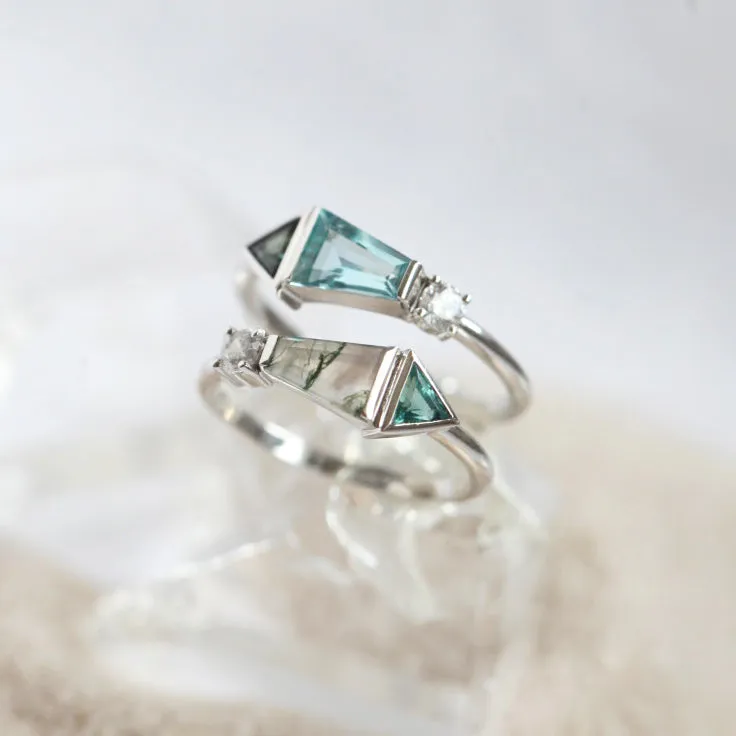 Dita Trapezoid-Cut Aquamarine Alexandrite Diamond Cluster Ring view 12
