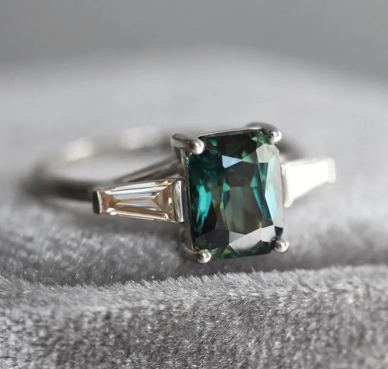 Dolores Teal Sapphire Diamond Ring view 10