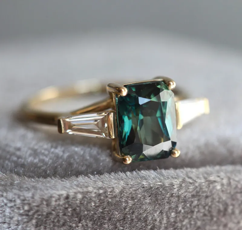 Dolores Teal Sapphire Diamond Ring view 5