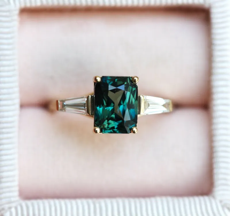 Dolores Teal Sapphire Diamond Ring view 6