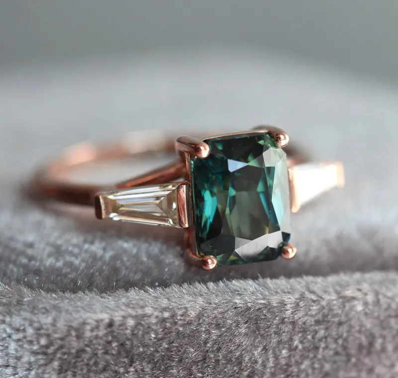 Dolores Teal Sapphire Diamond Ring view 9