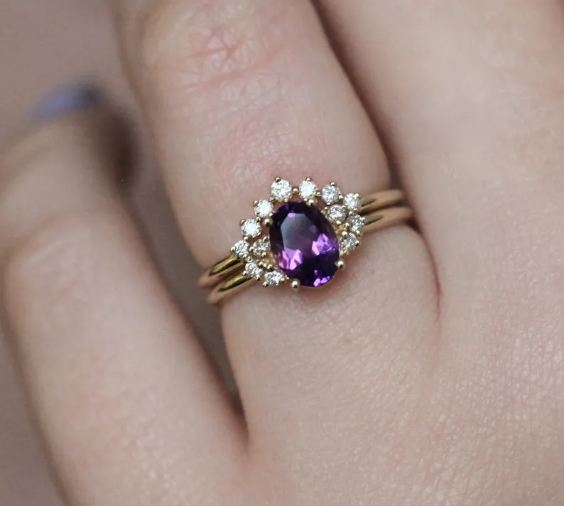 Dora Amethyst Diamond Ring view 2
