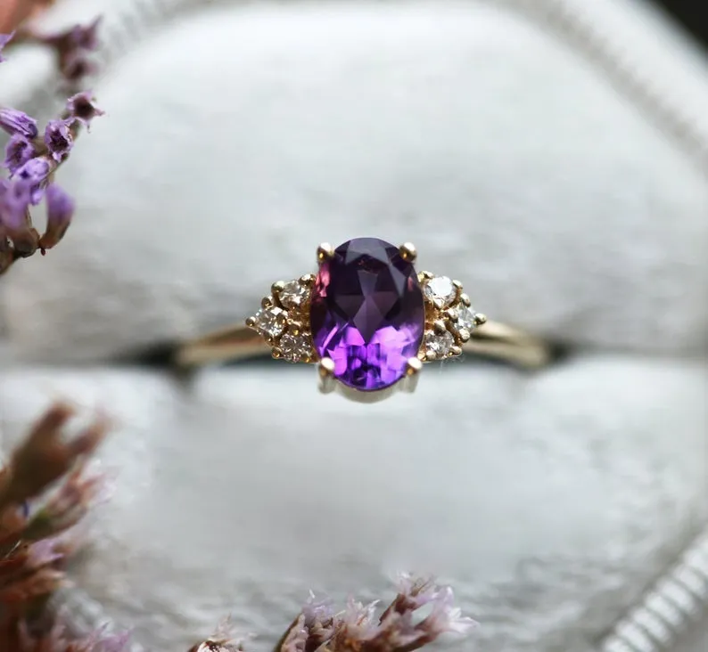Dora Amethyst Diamond Ring view 3