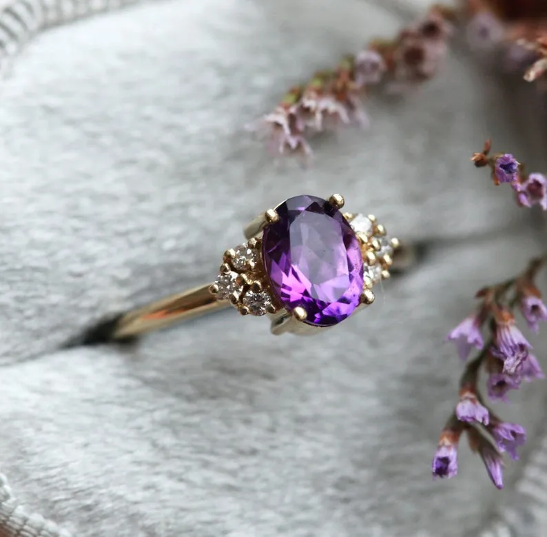Dora Amethyst Diamond Ring view 4