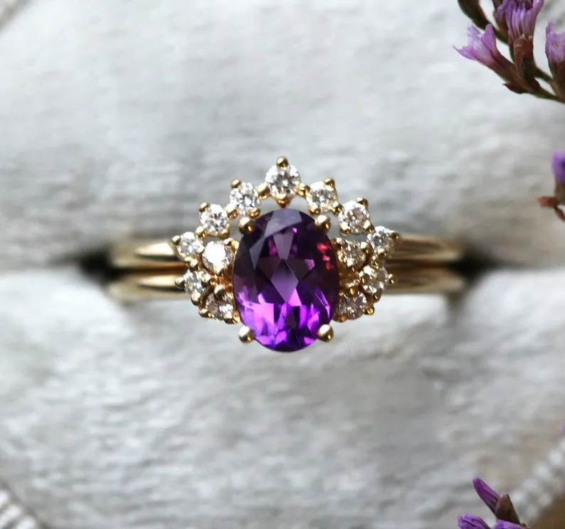 Dora Amethyst Diamond Ring view 5