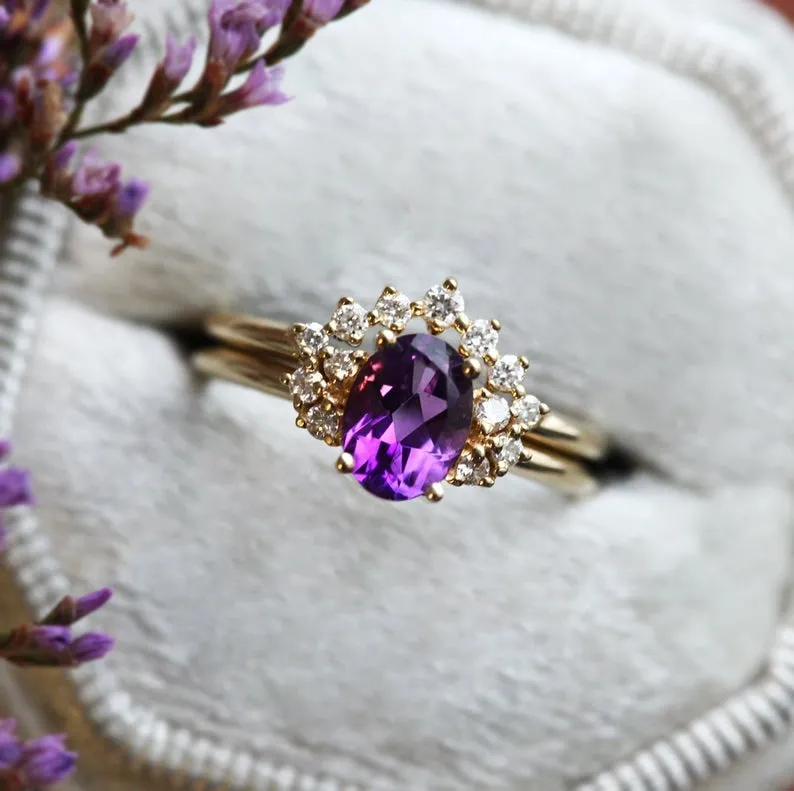 Dora Amethyst Diamond Ring view 6