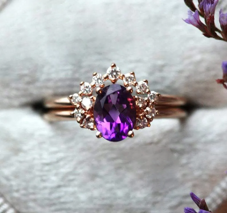 Dora Amethyst Diamond Ring view 7